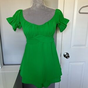 Green Short Sleeve Romper